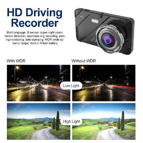 170 Degrees Wide-Angle Car Dash Cam Set With 4-inch HD