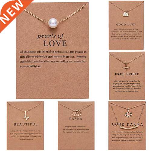 Fashion Butterfly Pearl Pendant Necklace For Women Gold Colo