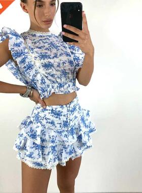 High Quality 2021 Sunday Set elastic waistband Cropped top w