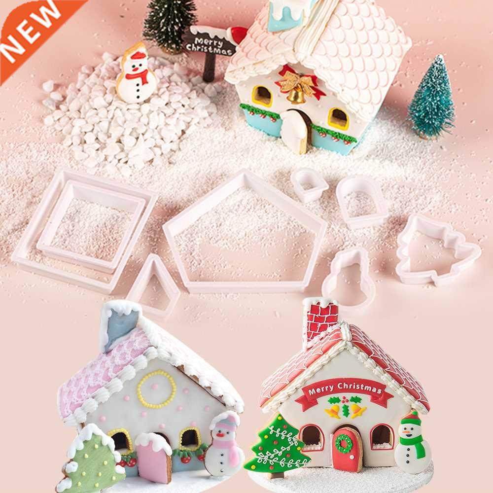 8Pcs Plastic Cookie Cutter Set D Christmas Gingerbread Hous