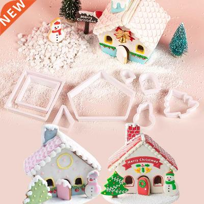 8Pcs Plastic Cookie Cutter Set D Christmas Gingerbread Hous