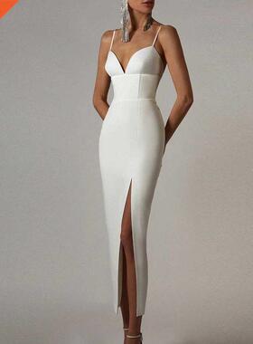 Adyce New Summer Women White Bodycon Bandage Dress Sexy V Ne