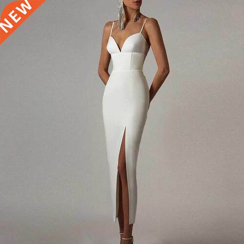 Adyce New Summer Women White Bodycon Bandage Dress Sexy V Ne