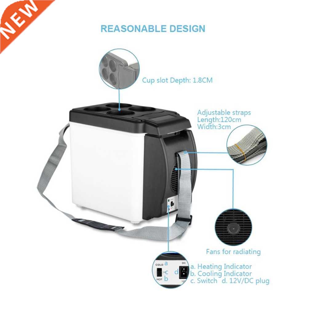 Portable Compact Personal Fridge, Cools & Heats, 6 Liter Cap