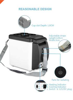 Portable Compact Personal Fridge, Cools & Heats, 6 Liter Cap