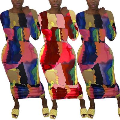 The S-4XL women's mid-length split African dress大码非洲裙