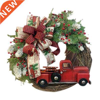 Red Truck Christmas Wreath Vintage Farmhouse Red Truck