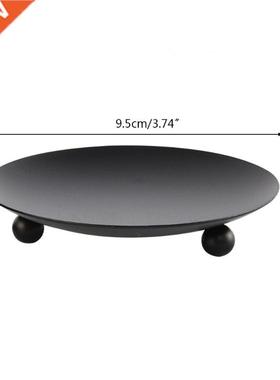 B0KB 3pcs Rustic Wrought Iron Plate Candle Holder Stand