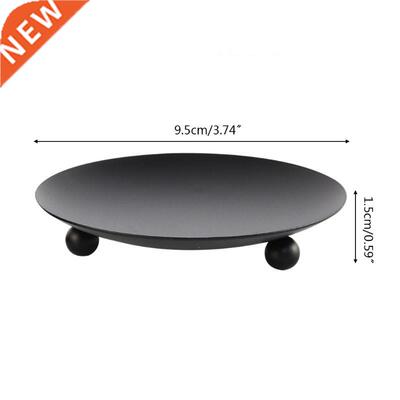 B0KB 3pcs Rustic Wrought Iron Plate Candle Holder Stand