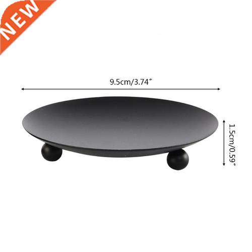 B0KB 3pcs Rustic Wrought Iron Plate Candle Holder Stand