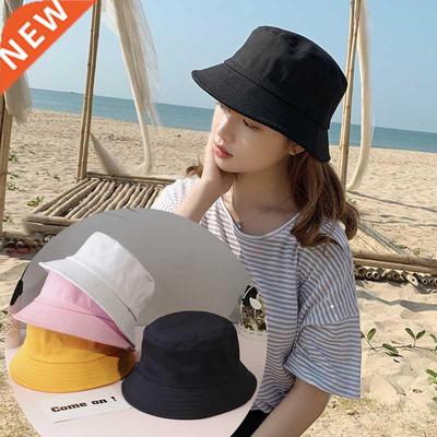 Women Hat Summer Sunscreen Panama Bucket Hats Solid Color Co