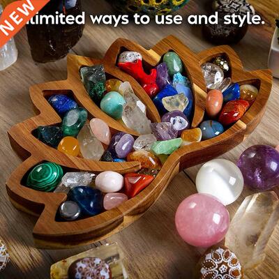 Wooden Lotus Crystal Tray Crystal Wooden Shelf Storage