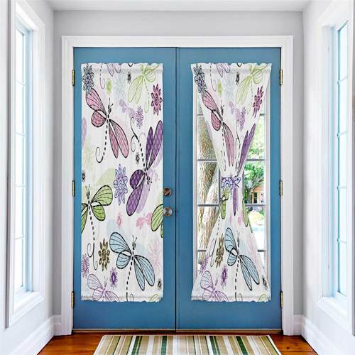Spring Colorful Dragonfly Door Curtains for Living Room