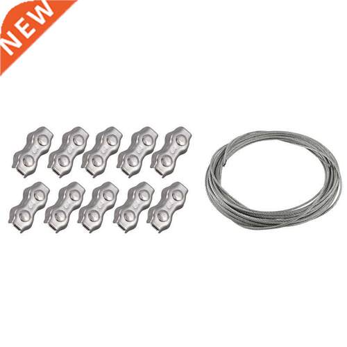 11 Pcs Stainless Steel Wire Rope Clamps+Cable: 10 Pcs 3Mm
