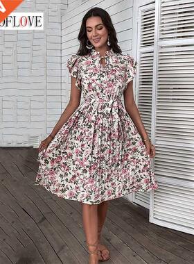 WOFLO Woman Elegant Summer White Dress Beach Holiday Cas