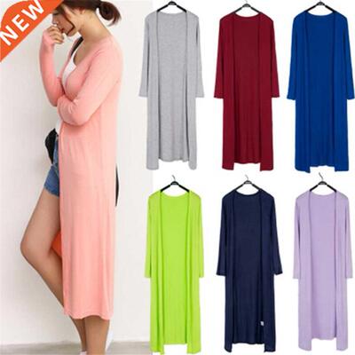 Korean Women Modal Long Cardigan Ladies Solid Color Shawl Fe