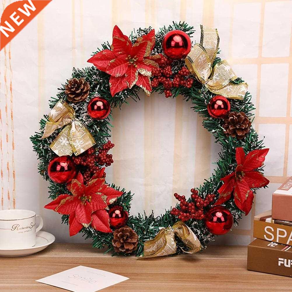 40CM Christmas Wreath With LED Light Front Door Home Party