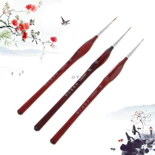 3Pcs Miniature Paint Brushes Professional Wolf Hair Fine Det