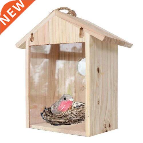 Cretive Wooden Hnging Nest Box Bird Feeding House Outdoor
