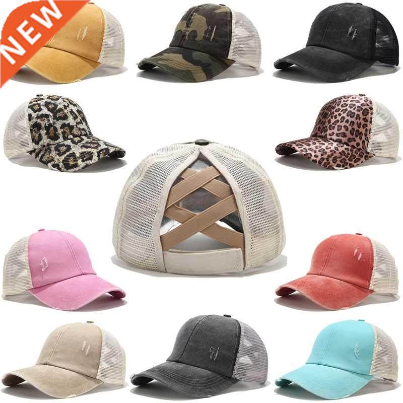 2020 Ponytail Baseball Cap Women Distressed Washed Cotton Tr