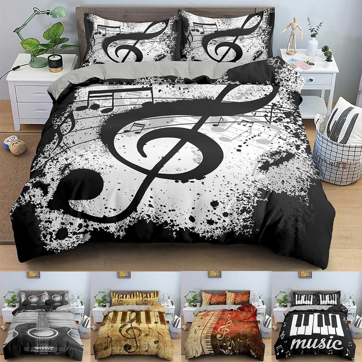 Music Bedding Set Piano Keyboard Music Note Duvet Cover Quee