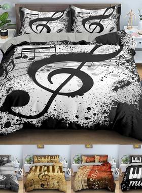 Music Bedding Set Piano Keyboard Music Note Duvet Cover Quee