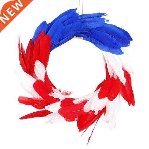 American Patriotic Wreath Feather Wreath, 16-Inch - Red Whit