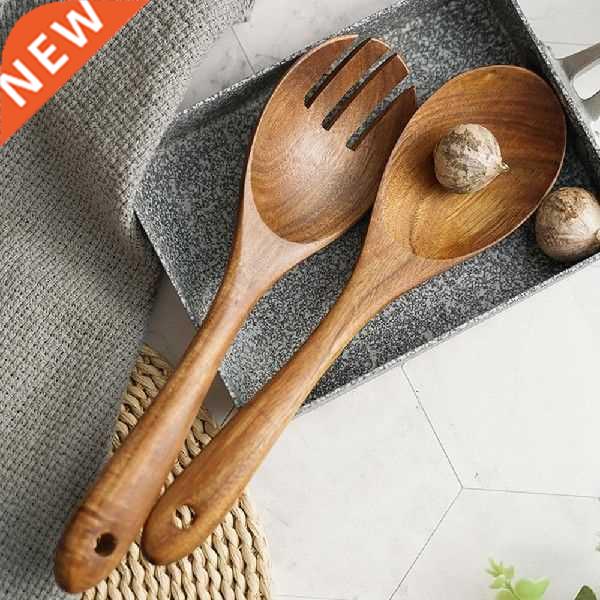 Reusable Wooden Retro Salad Sushi Fork Pasta Spoon Kitchen