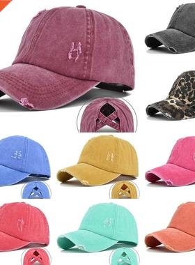 Women Vintage Washed Cotton Baseball Cap Sunscreen Disssed R