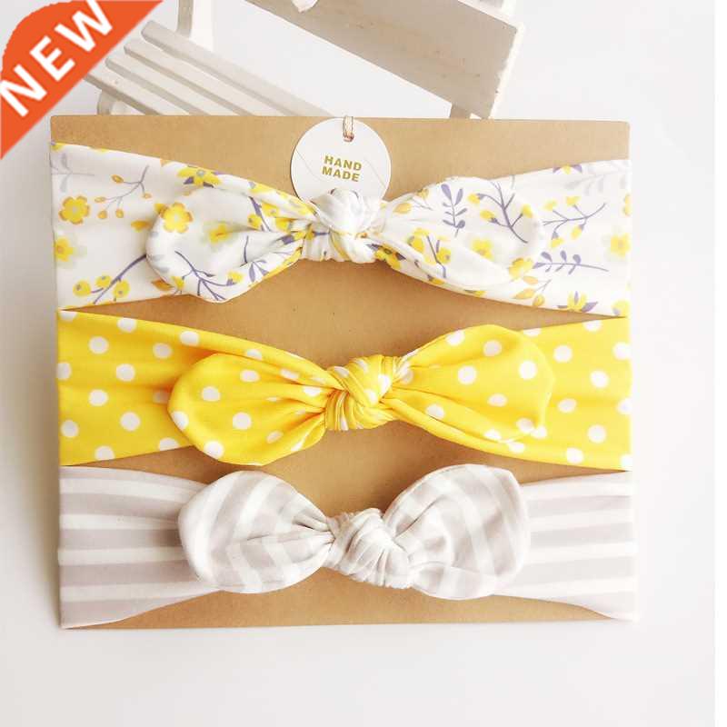 3pcs/lot Dot/stripe/Print Flower Cartoon Bow Elastic Headban