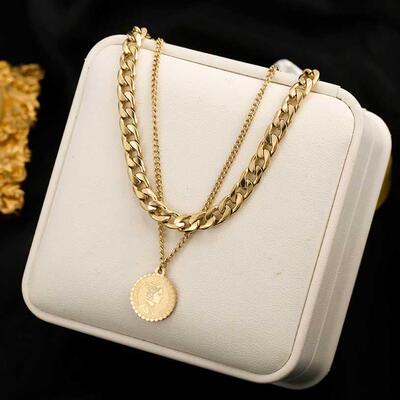 316L Stainless Steel New Fashion Upscale Jewelry 2 Layer Que