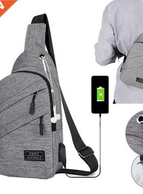 USB Charging Shoulder Bag Anti-theft chest bag casual water