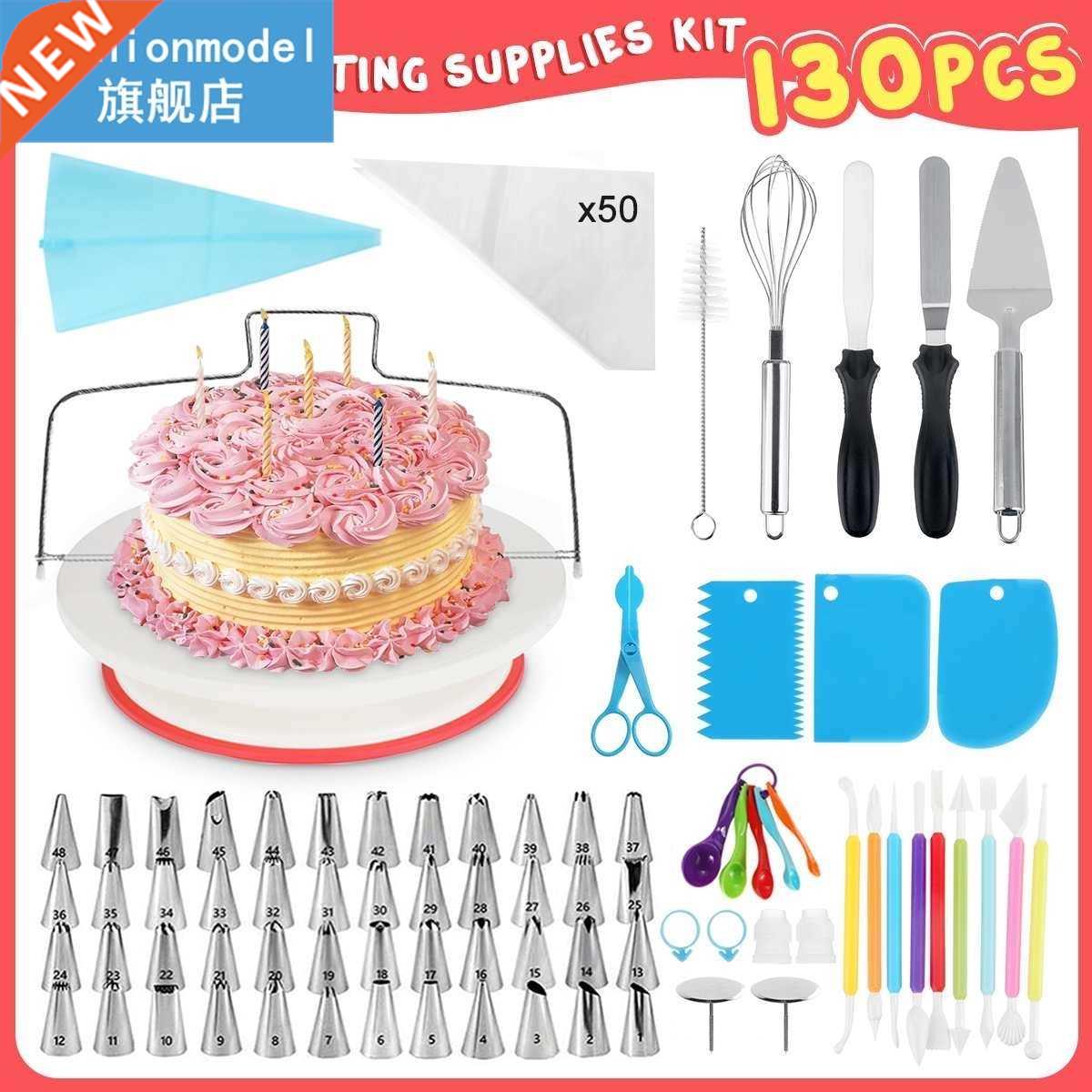 10Pcs Pastry Bags Tips 48 Icing Piping Nozzles + Cream Reus