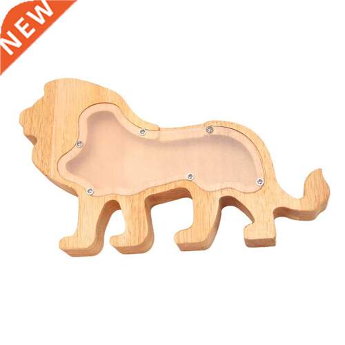 Lion Piggy Bank Creative Cartoon Pine Piggy Bank Transparent
