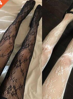 Women Lolita Hollow Out Floral Lace Pantyhose Fishnet Kawaii
