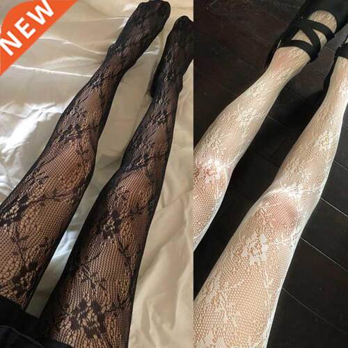 Women Lolita Hollow Out Floral Lace Pantyhose Fishnet Kawaii