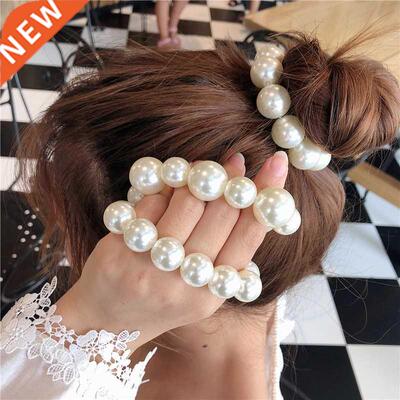 Ruoshui Woman Big Pearl Hair Ties Fashion Korean Style Hairb