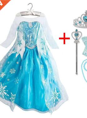 3-10Years Girls Princess Dress Snow Queen Elsa Costume Kids