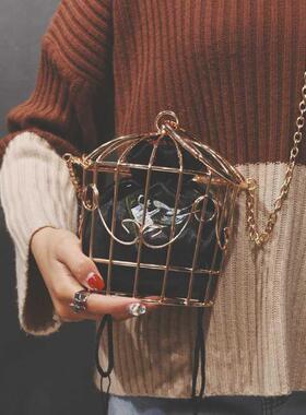 Women's Birdcage Evening Bag Clutch Metal Frame Embroidery B