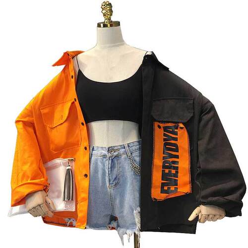 Harajuku Oversize Patchwork Jacket Woen 2021 Spring Autun