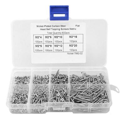 800Pcs Self Tapping Screw Assortment Kit Lock Nut Thread Nai