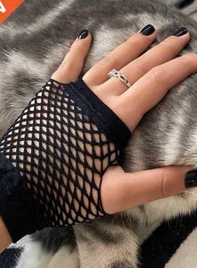 New Black Womens Short Fishnet Net Gloves Fingerless Mesh Gl