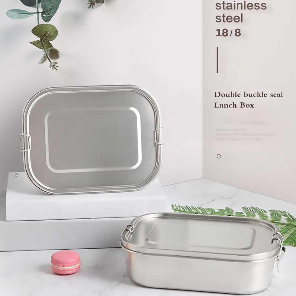 Stainless Steel Square Bento Lunch Box Food Container Storag