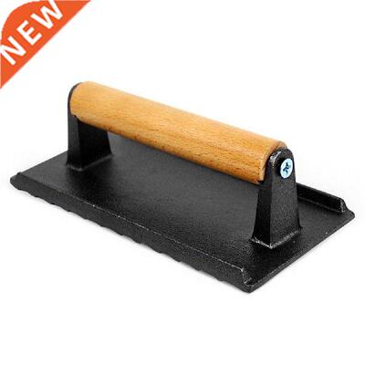 Professional Steak With Wooden Handle Meat Press Plate BBQ