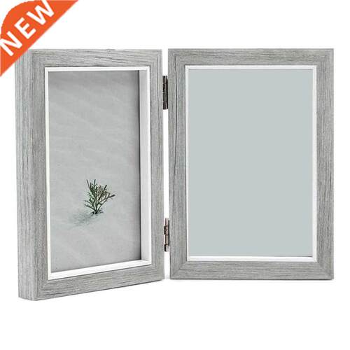 Double Picture Frame 4X6in Rustic Grey Photo Frames Wooden H