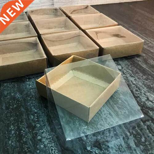 Kraft Gift Box Clear Transparent Lid Christmas Cookie Cake C