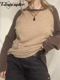 Rapcopter y2k Patchwork T Shirt Knitted Harajuku Vintage Pul