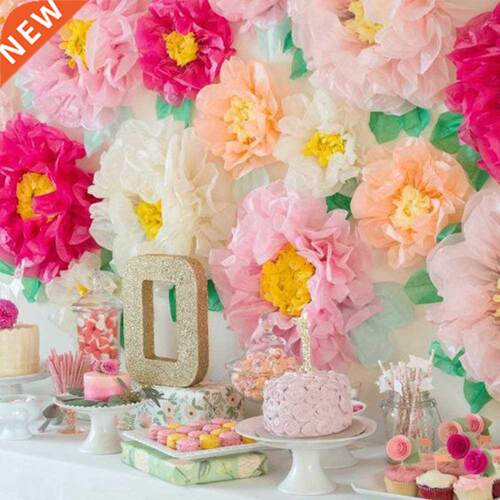 Set of 3 Tissue Paper Pom Pom Flower Stamen Chrysanth Flowe
