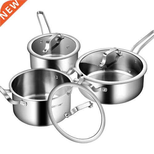 6 Piece Stainless Steel Cookware Set Nonstick Pot And Pans