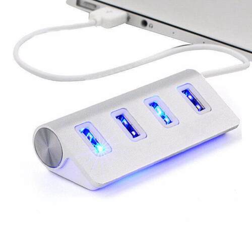 New High Speed 4 Port USB 2.0 HUB Powered Adapter Aluminum A